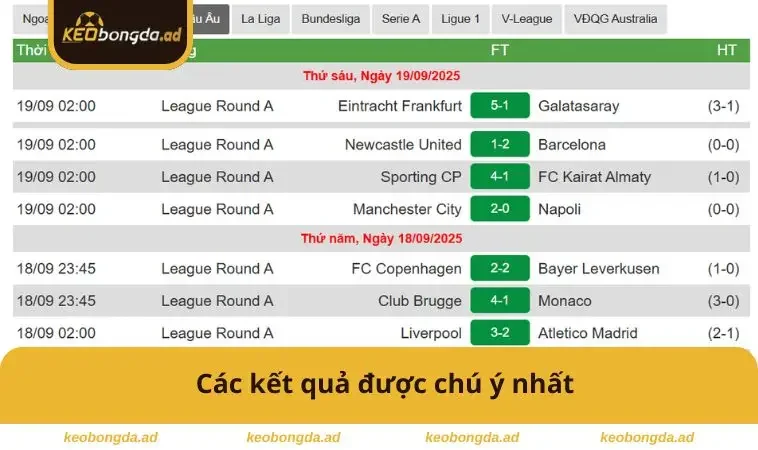 Các kết quả được chú ý nhất